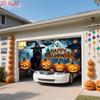 2D Plane, Suitable for Garage Door Banners, Bright Full Moon, Happy Halloween, Black Cat, Ghost and Pumpkin Banners