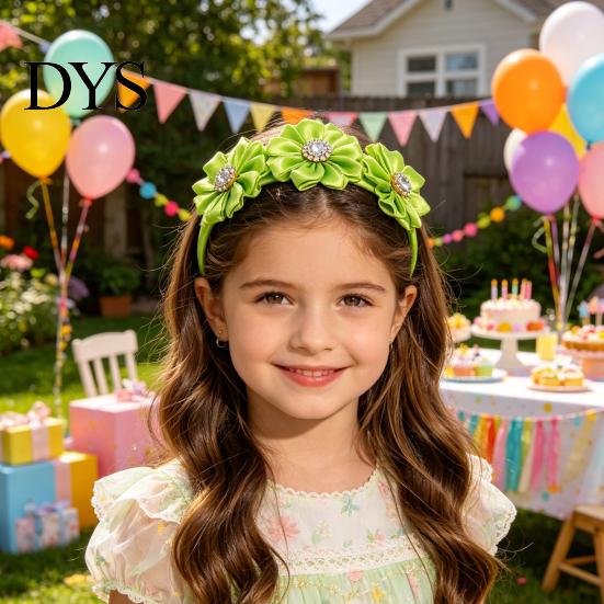 Flower Headband Princess Rhinestone Inlaid Multi-Petal 3D Flowers Lightweight Comfortable Hair Hoop Girls Party Accessory Transparent Plastic