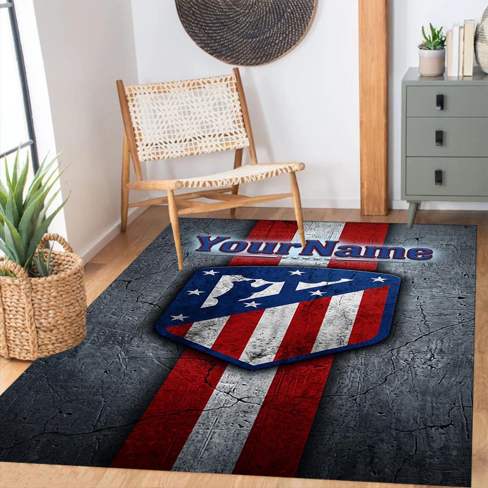 Atletico Madrid Personalized Text Carpet Design for Dining Room Hallway Outdoor Playrooms Antislip Carpet Anime Office Decor Best for Christmas