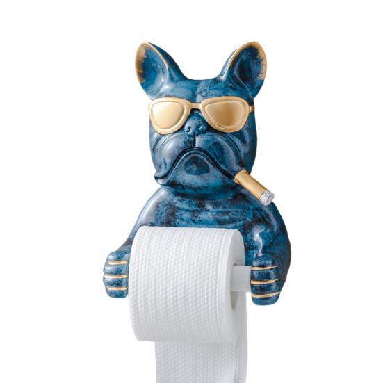 

Держатель для бумажных полотенец, скульптура собаки, мультяшный дизайн животного, настенное крепление, стойка для хранения туалетной бумаги, украшение для ванной комнаты синий