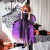 Halloween Adult Costume Wings Dark Angel Ghost Bride Vampire Queen Dress Purple Witch Dress