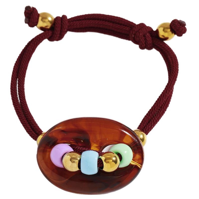 1Pcs Stylish Two Tone Handmade Rope Bracelet Adjustable Wrist Chain With Pig Nose Charm Jewelry Accessory For Women