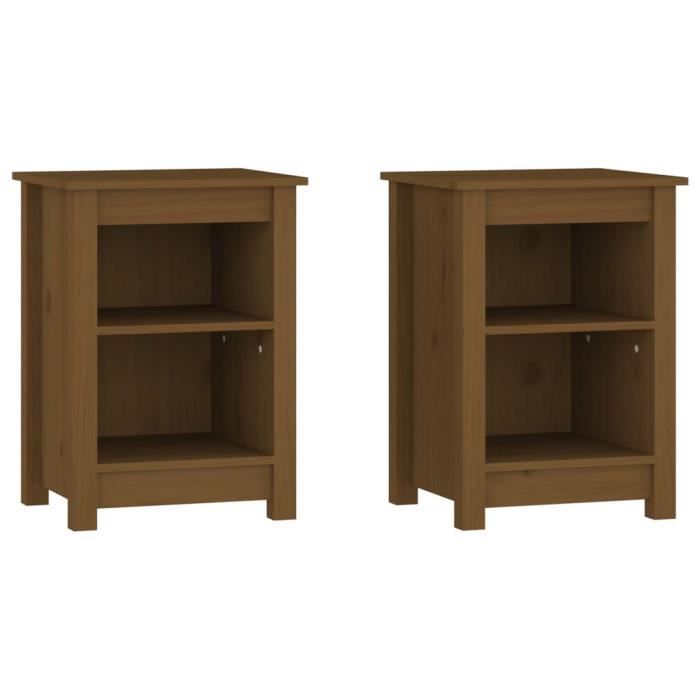 VidaXL Bedside Tables 2 Pcs Honey Brown 40x35x55 Cm Solid Pine Wood 820963