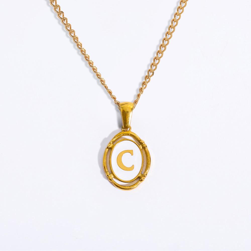 

European and American Fashion Stainless Steel Letter Pendant Necklace for Women