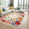 Vintage Persian Bohemian Flower Rug, Ombre Blossom Carpet with Striped Borders Traditional Floor Mat for Classic Interior Design