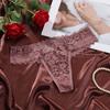 Women's Thongs Sexy Perspective Lace Flower Pattern Hollow Out Low-Waist Butterfly Knot Breathable Intimates Super Comfortable