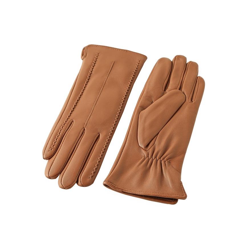 European and American Women's Colorful Sheepskin Gloves Fashionable Winter Warm Plus Velvet Outdoor Genuine Leather Gloves