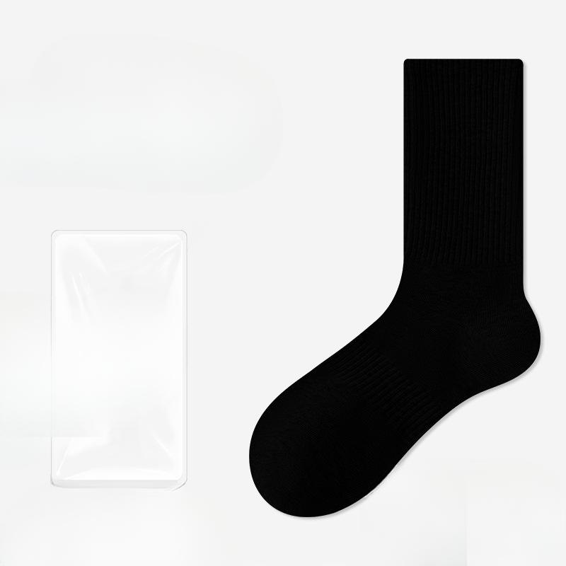 Men's Spring and Autumn Pure Color Sweat Absorber Deodorant Antibacterial Cotton Socks