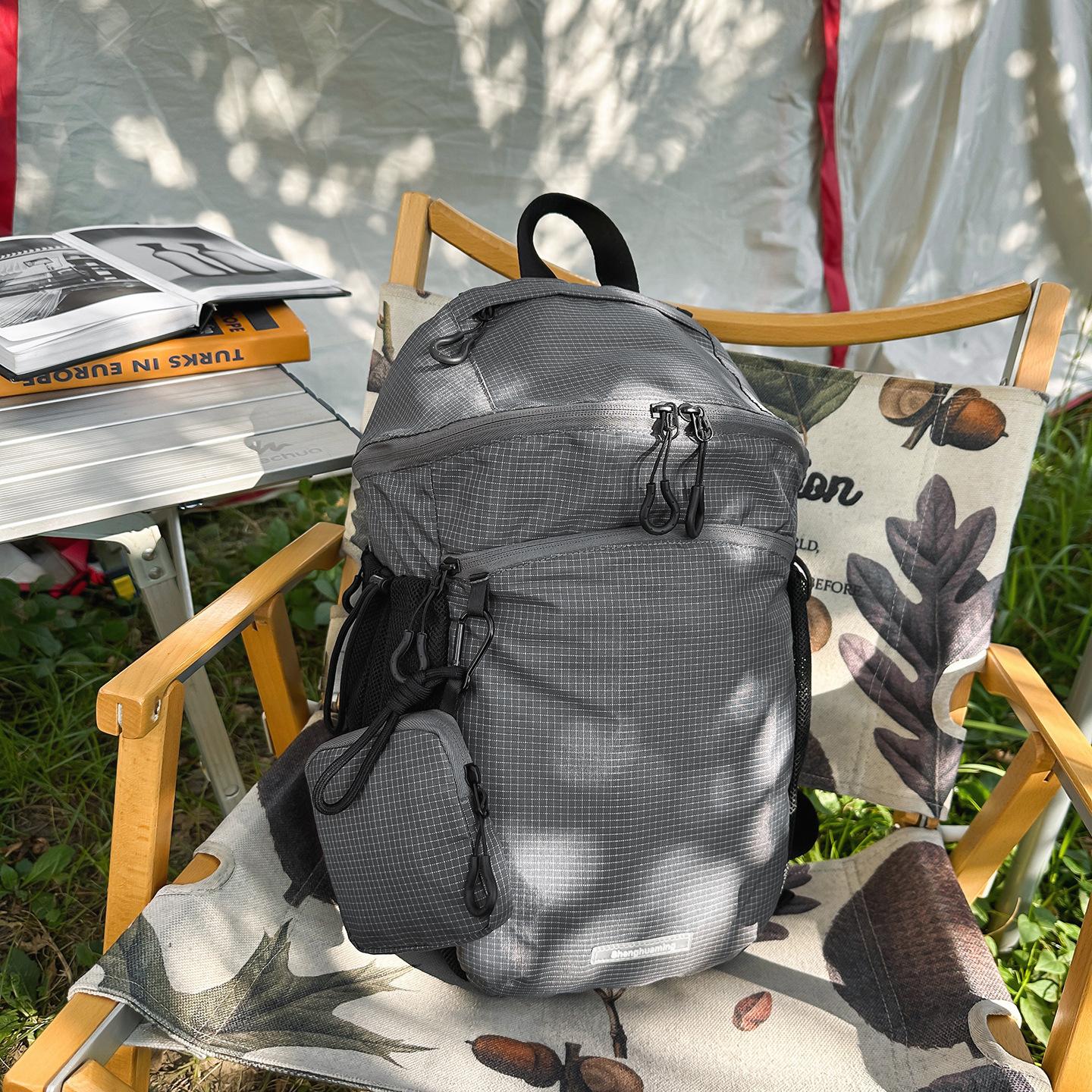 

Oxford cloth plaid backpack for women, lightweight, large capacity, suitable for outdoor travel and commuting, simple casual tra сірий