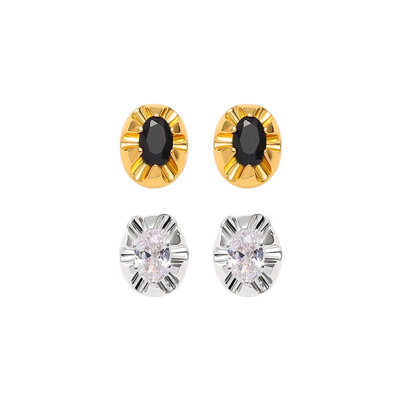 Exquisite Black Caramel Retro Korean Zircon Stud Earrings