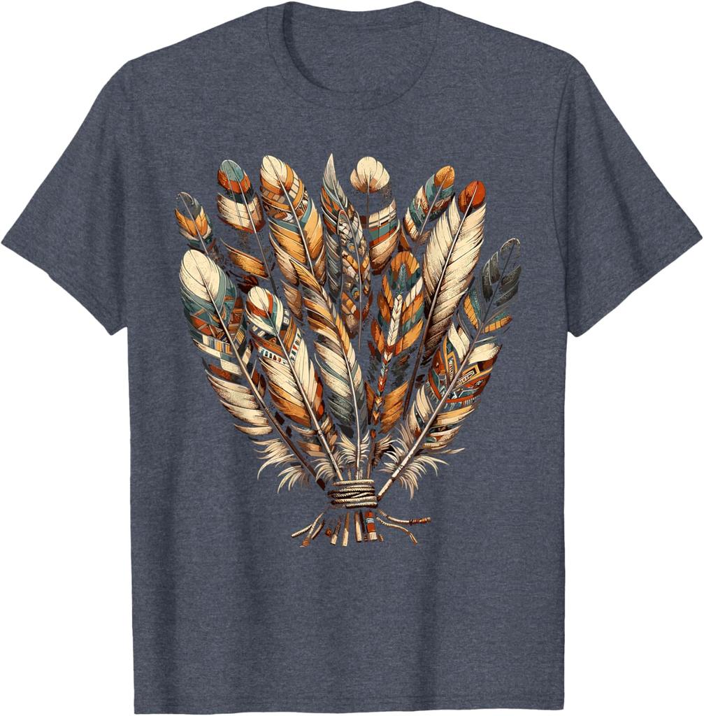 Southwest Native American Indian Tribal Feather TShirt Casual Cotton Short Sleeve Tee Vintage Graphic T Shirts Camisas