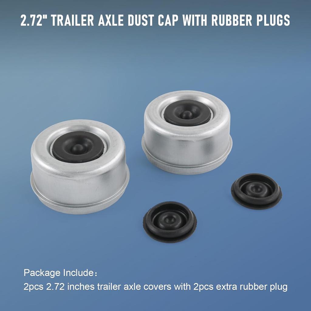 2Pcs 2.72" Trailer Axle Wheel Hub And Bearing Dust Cap With Extra 2 Rubber Plugs For Most 7000 To 8000 Pound Axles Dexter Trailer Axle Dust Cap Cup