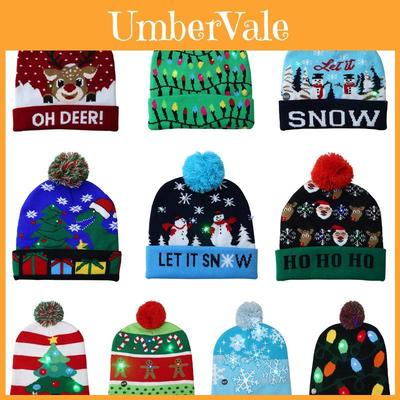Gorro de Tricô Aconchegante Chapéu de Natal Com Luzes LED Para Calor de Inverno e Alegria Festiva