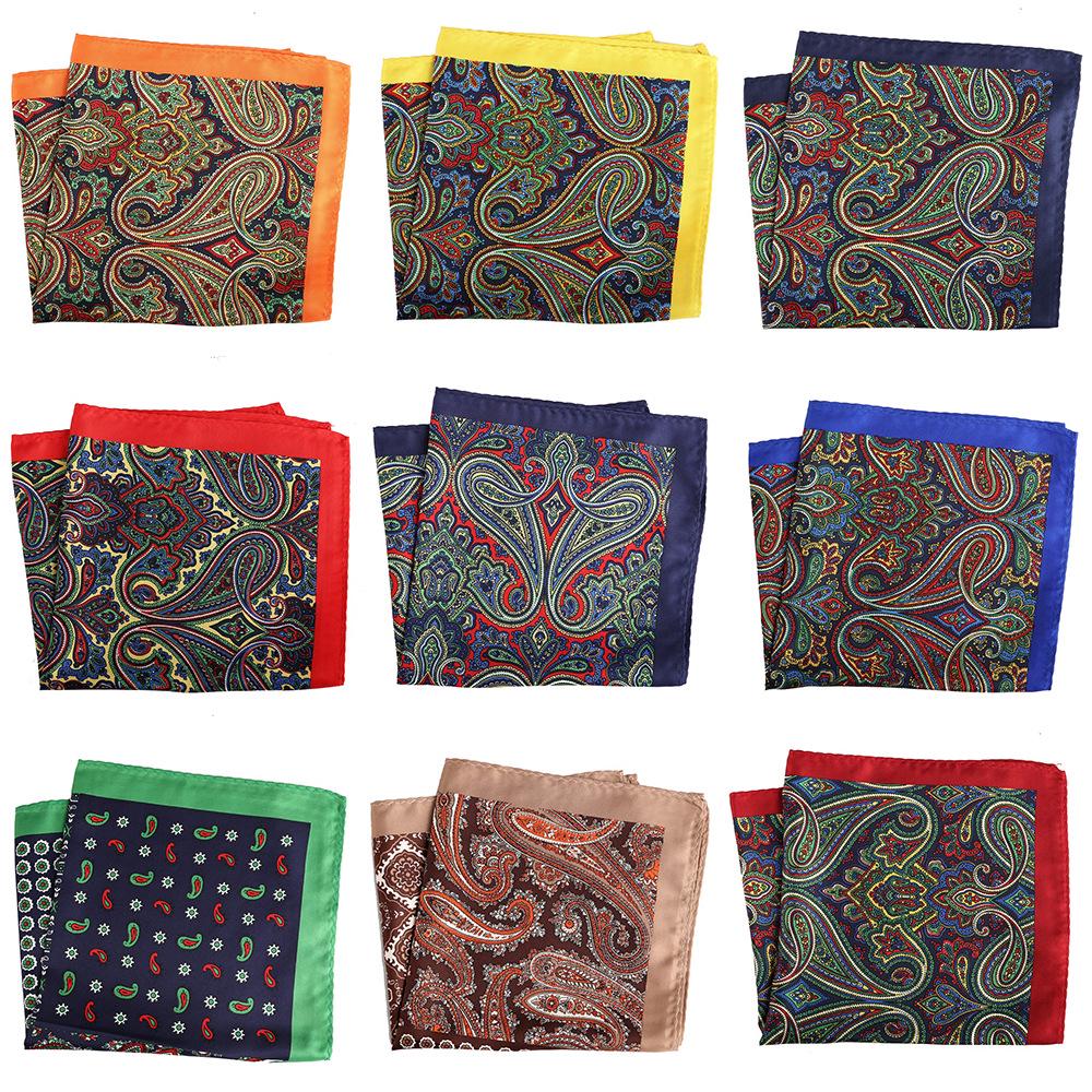 Cashew Flower & Polka Dot Men's Pocket Square Handkerchief