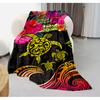 Turtle and Hibiscus Pattern Blanket for Sofa Bed Travel Camping Living Room Office Conditioning Blanket for All Seasons Gifts