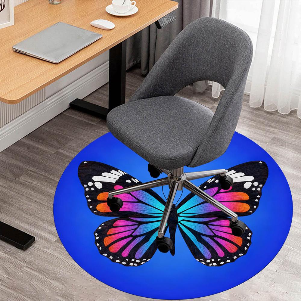 

1pc Butterfly Wings Round Chair mat office Area Rug - Non-Slip, Floor Mat for Office, Bedroom, Ideal home decor gift p0105075 80cm