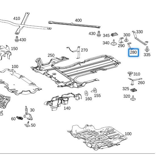 Gearbox Guard Bracket for Mercedes-Benz C-Class W205 (Part No: 2055240840, 2055241240)