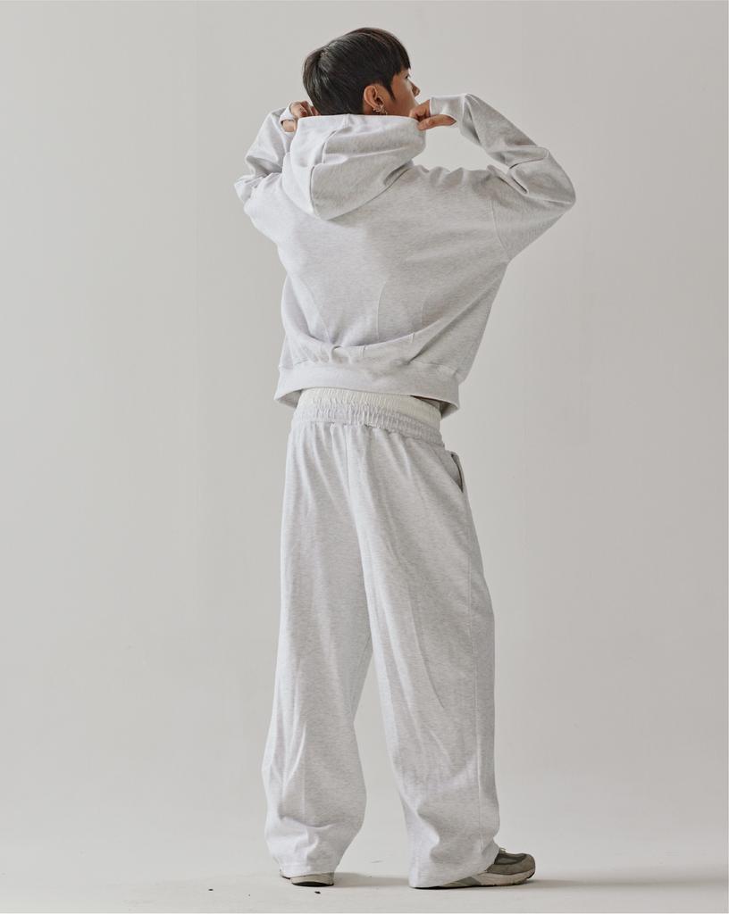 Deoseutoli Section Sagging Tracksuit Pants (White Melange)