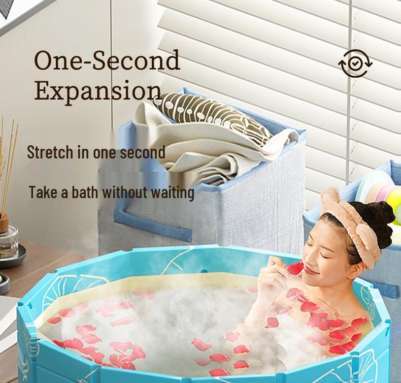 Portable Adult & Child Folding Bathtub: Full-Body Sit-In Bath Basin for Home Use