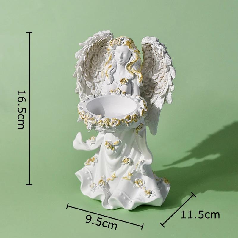 Lovely Flower Angel Statue Desk Decoration Ornaments Creative Angel Characters Resins Sculpture Artwork Room Aesthetic Decor