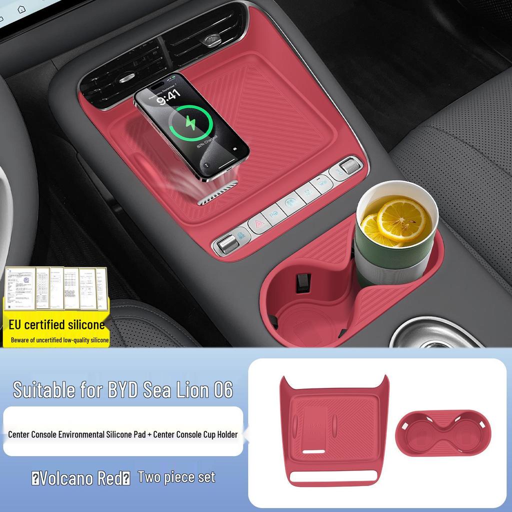 BYD Sea Lion Wireless Charging Silicone Pad & EV Cup Holder Cover for 25 Models