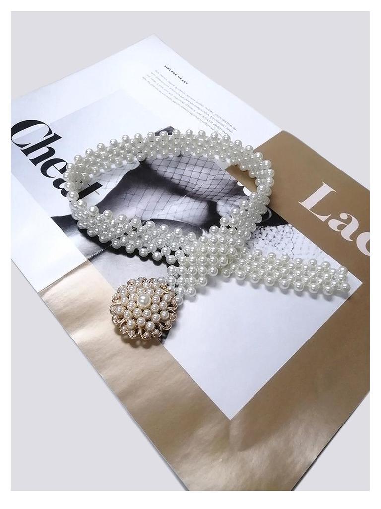 Eleganter Perlen Damen Elastischer Taillengürtel für Röcke und Kleider - Vielseitiges und Schlichtes Kettendesign