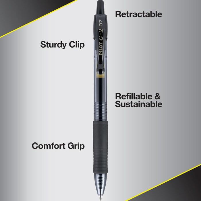 Pilot G2 Retractable Premium Gel Ink Rollerball Pen 5-Pack Black 5 Count (1 Pack)