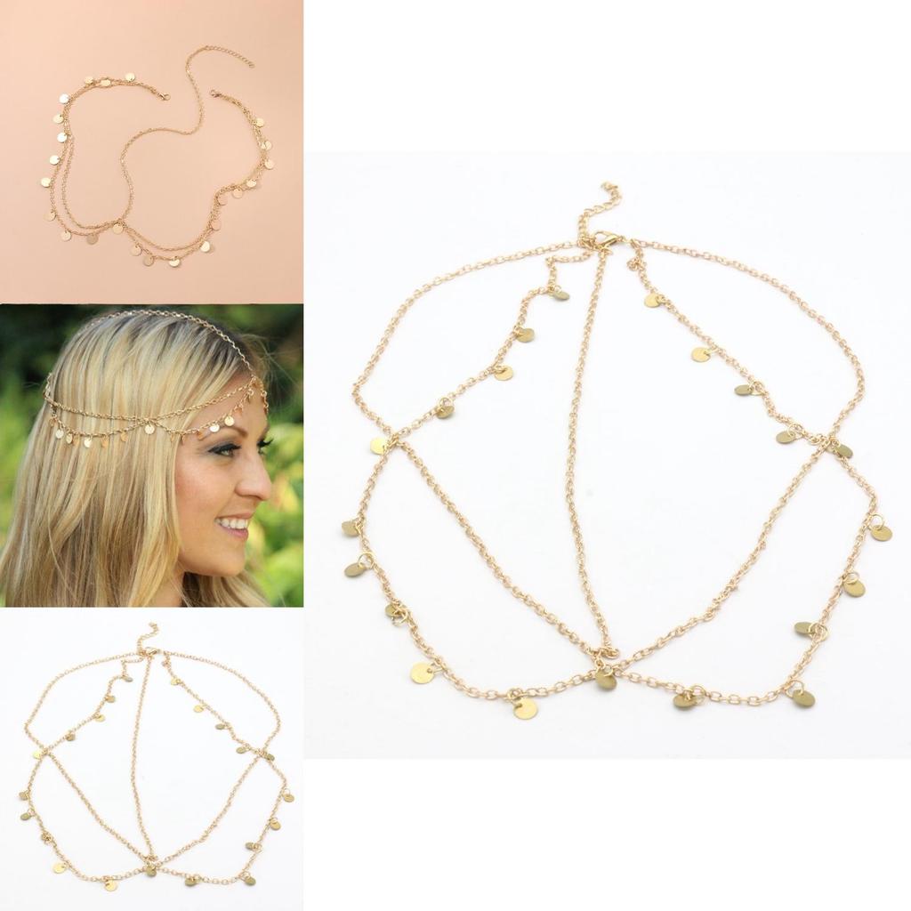 Fashionable Gold Headpiece With Rotundity Shape And Tassel For Travel Parties