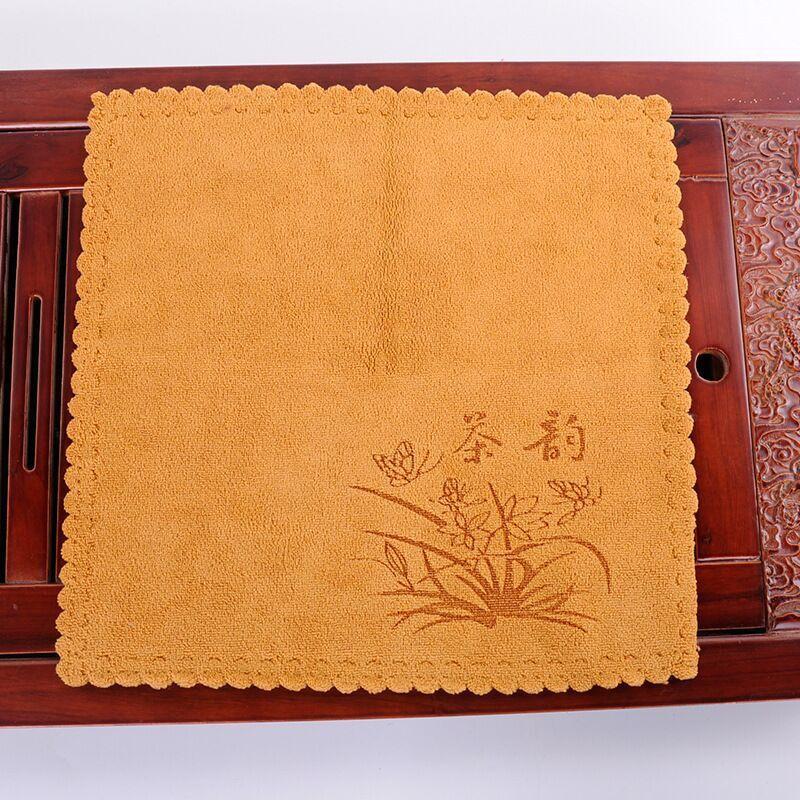

Bamboo Fiber Thickened Tea Towel Household Absorbent Printing Multi-layer Square Towel Table Mat Pad Coaster Tea Set Accessories 30x30cm