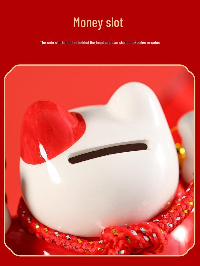 Creative Ceramic Lucky Cat Piggy Bank - Chinese Style Fortune Decor Gift