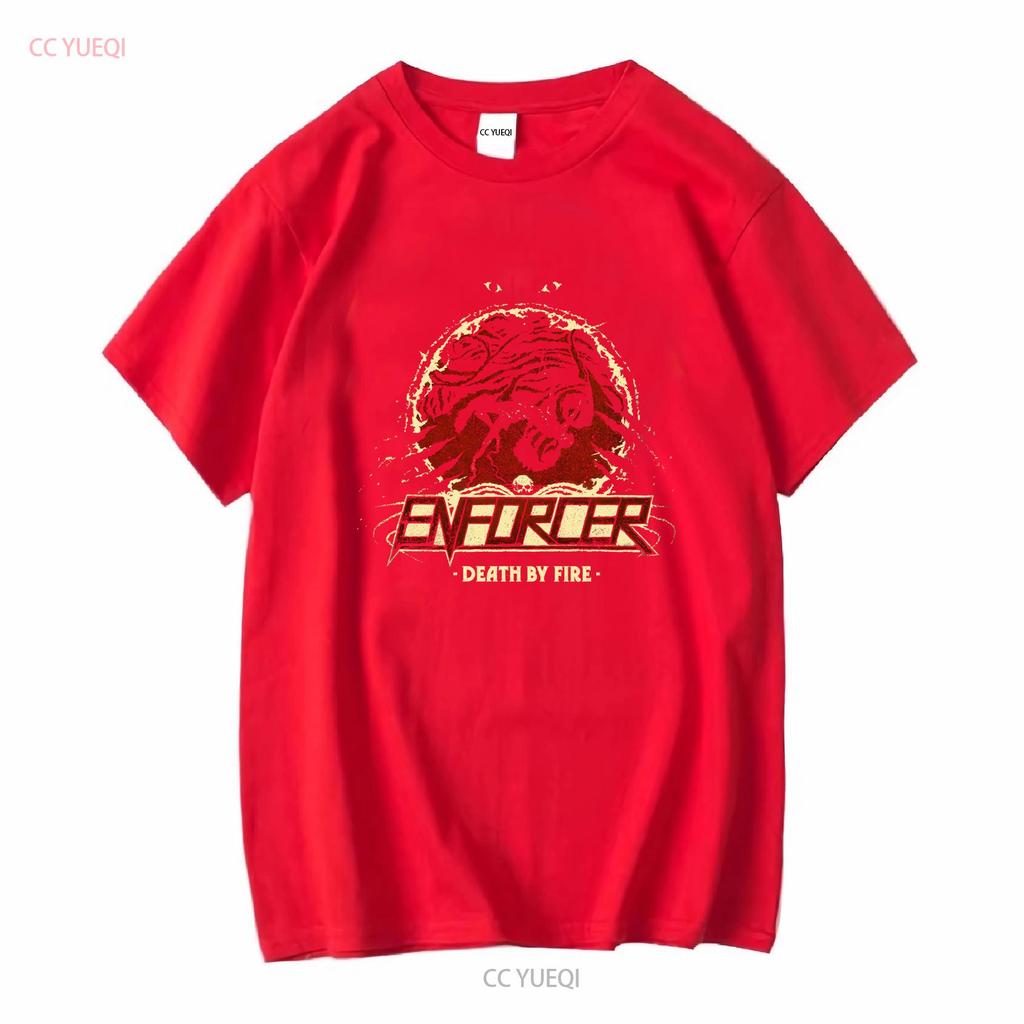 ENFORCER DEATH BY FIRE NEW BLACK T SHIRT long or short sleeves vintage Washed homme Soft Slightly Comfortable Casual Unisex