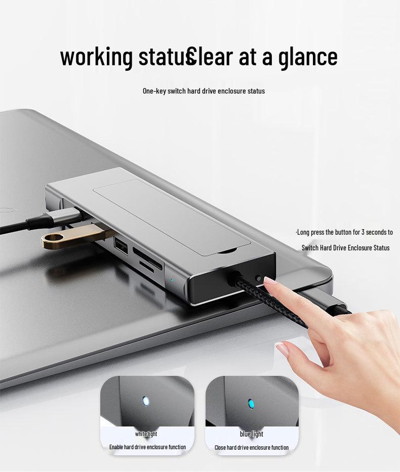 M.2 SSD Enclosure Dock with Type-C Hub 3.2, 10G Multi-Port Docking