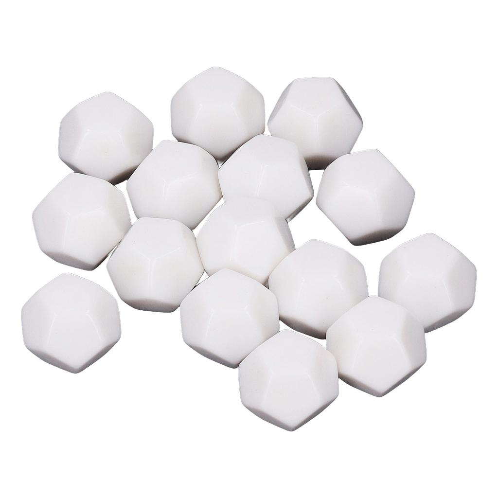 30PCS 12 Sided Blank Dice Plastic Write On Teaching Dice Cubes Polyhedral Dice Kit for Entertainment Education 2.2cm White