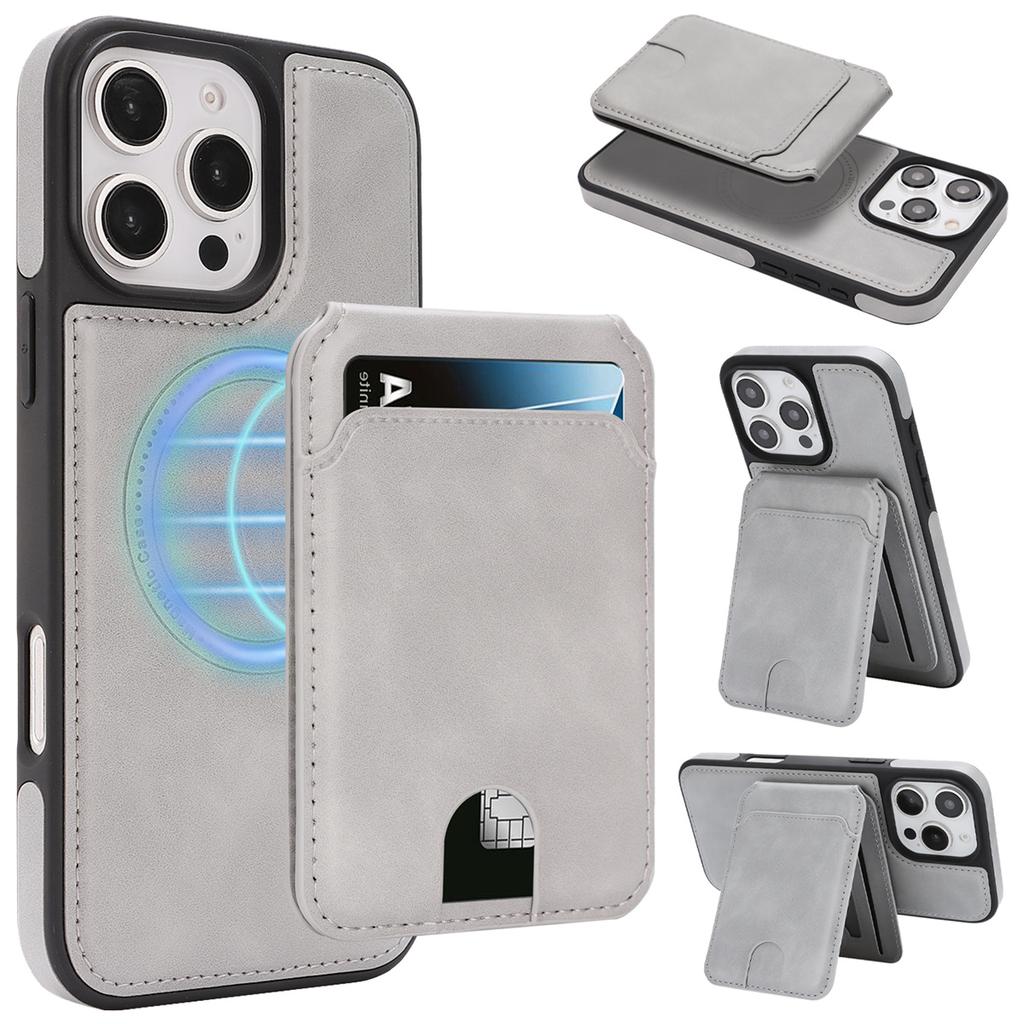 Magnetic Leather Phone Case with Card Holder for iPhone 12 - 17 Series Multi - Functional Stand Shockproof Protective Cover