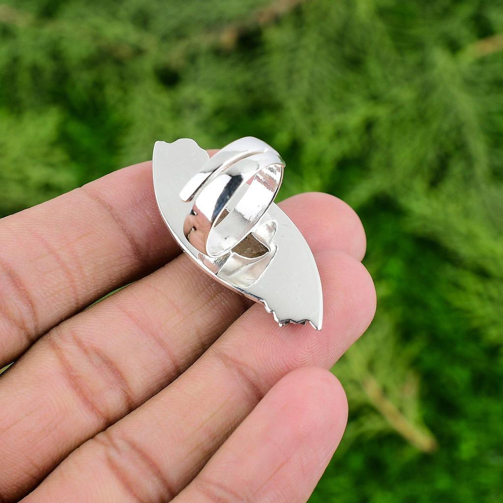 Golden Rutile Gemstone 925 Sterling Silver Elegant Stackable Flower Ring Jewelry