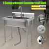 Stainless Steel Commercial Utility Sink 1-Compartment Heavy Duty with Faucet