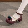 Fashion Autumn Vintage Women Lolita Pumps Elegant Butterfly-knot Leather Footwear Thick Heel Ladies Concise Mary Jane Shoes