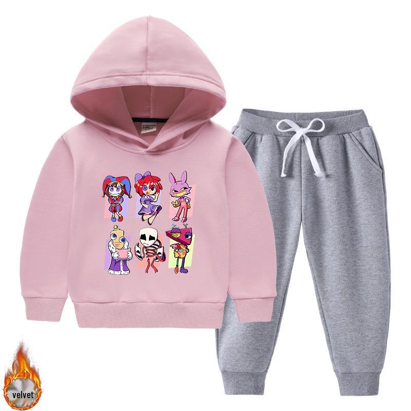 Children's Hooded Sweatshirt & Pants Set - Thickened, Warm, Autumn/Winter Style for Baby Boys & Girls