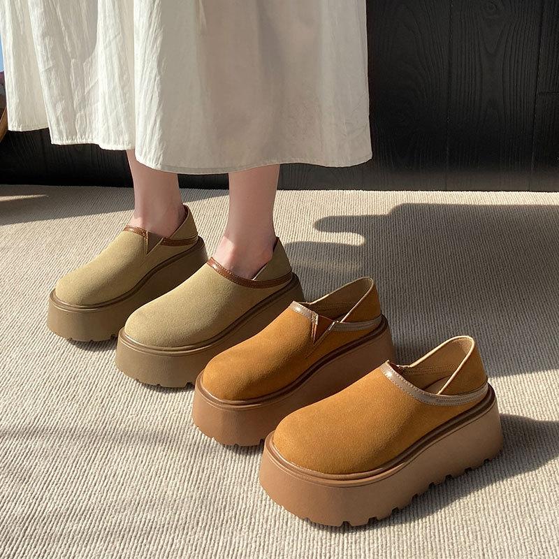 Retro Thick-soled Bag Head and Half Slippers for Women's Outer Wear 2025 New Summer Skirt with One Pedal To Increase the Height of Boken Shoes