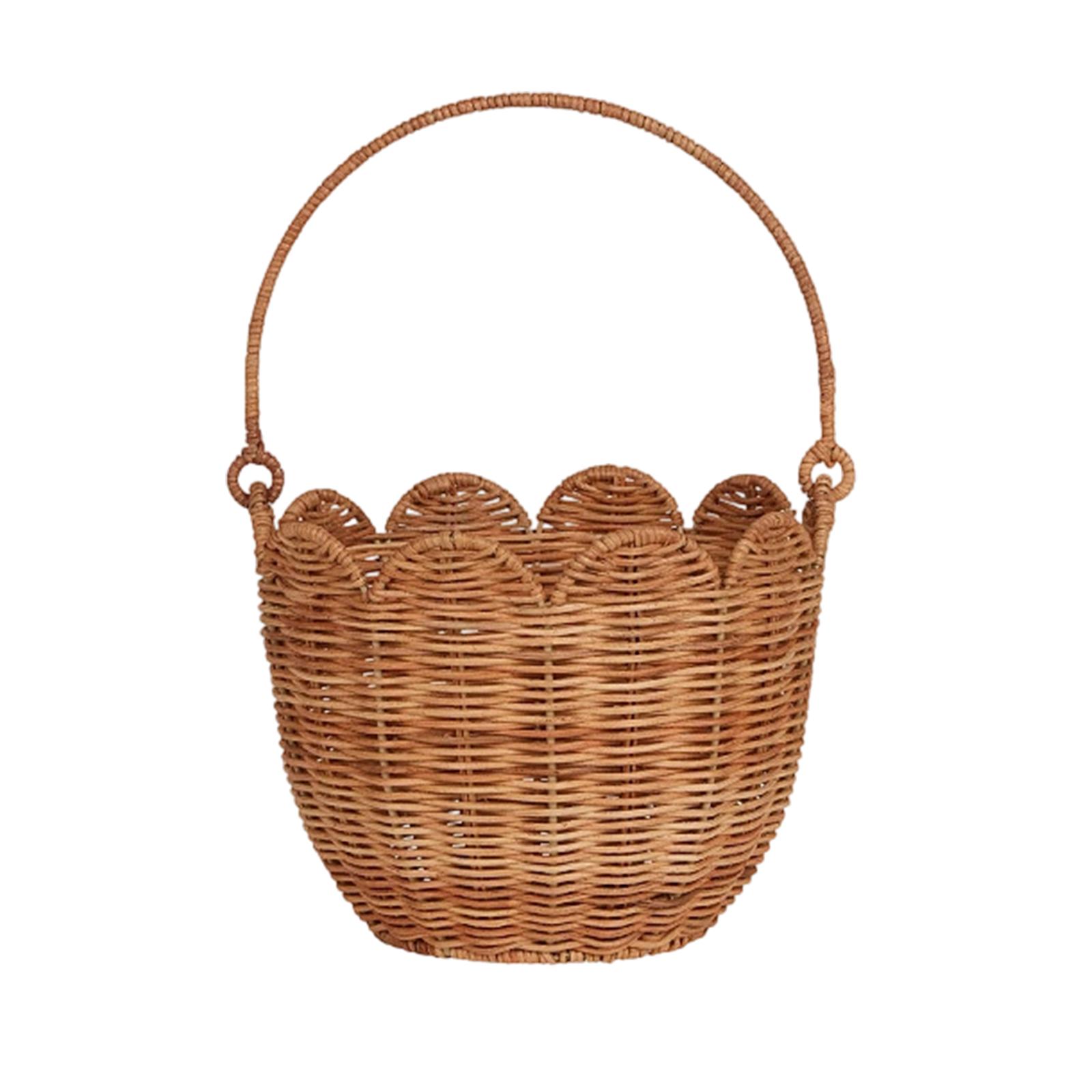 

Wicker -shaped Basket, Storage Basket, Children s Outdoor Hand-held Picnic Basket, Hand-woven Flower Basket One Size коричневий