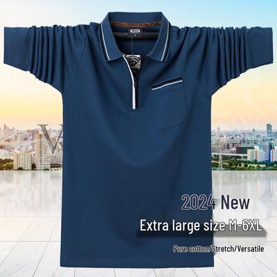 Herren Übergröße Baumwolle Reißverschluss Langarm Polo mit Umlegekragen für Herbst und Winter