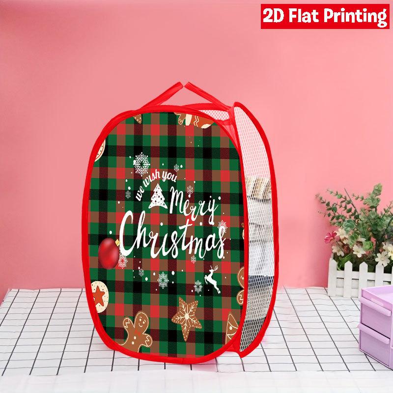 1Pcs Santa Claus Pop-Up Laundry Hamper Expandable Mesh Hamper Basket for Room Bedroom Bathroom Organization Contemporary Storage