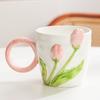 Ins High Value Tulip Mug Niche Design Sense Ceramic Cup for Girls Drinking Water Cup Coffee Cup for Home Use