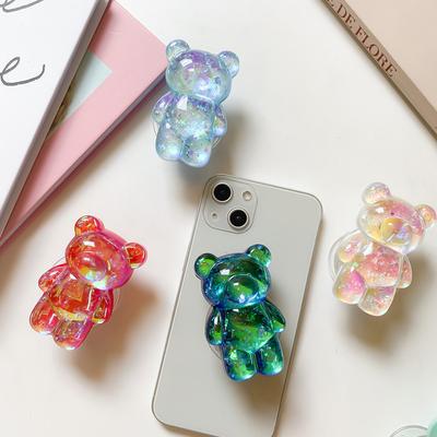 3D roztomilý laserový medvěd Držák na mobil Držák Tok Držák na mobil Griptok Stojánek na prst pro stolní telefon Skládací Držák na mobil