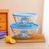 Ru Han 2700ML Heat-Resistant Glass Salad Bowl with Blue PP Lid (2-Pack)