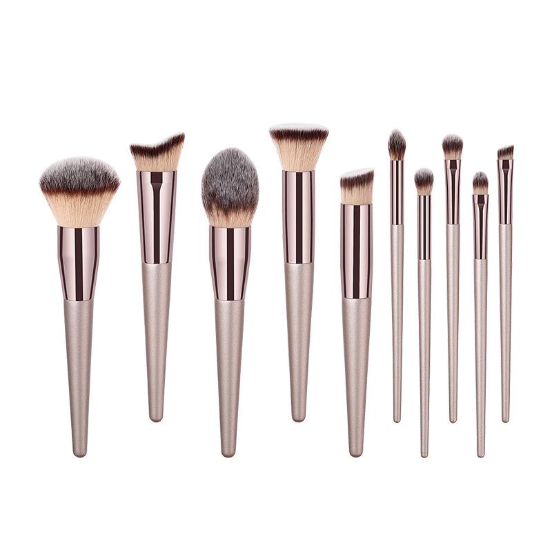 Champagne Gold Makeup Brush Set: 10/14/18/20-Piece with Powder & Eyeshadow Brushes