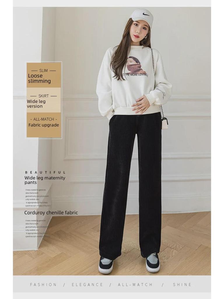 Maternity Loose Wide-Leg Pants - High Waist, Lightweight for Summer, Spring, and Autumn Wear, Plus Size Available