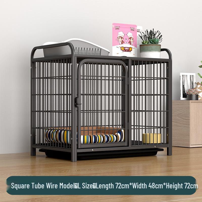 Medium & Large Dog Indoor Kennel with Full Square Tube Design and Built-in Toilet