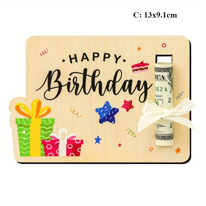 2pcs/4pcs Birthday Money Holder for Cash Gift Ideas - Fun Money Gift Cash Holder, Wooden Money Birthday Card Holder