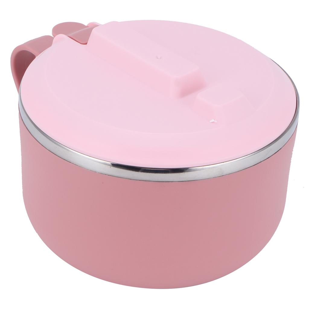 Reisnudelschale mit Deckel 1200ML Verbrühschutz Thermische Lunchbox Küchenutensilien(Rosa )